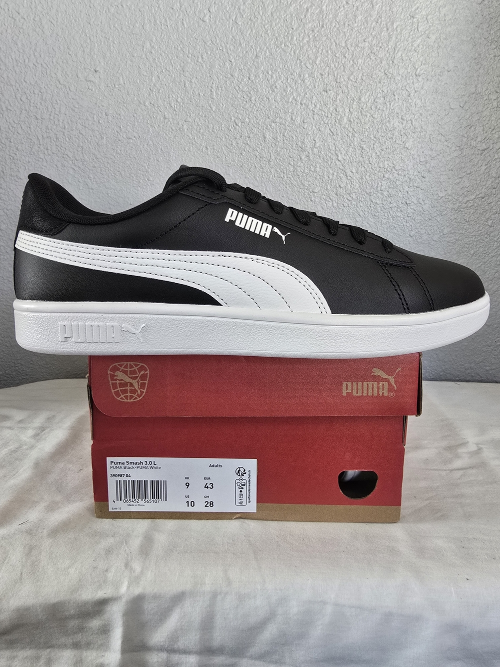 Puma Smash 3.0 Leather Sneaker - Black/White